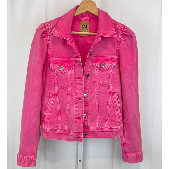 GAP Jackets & Blazers - NWT GAP x BARBIE Icon Puff Sleeve Jean Jacket Washwell Pink Size XS